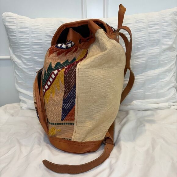aztec leather backpack Wrangler Ladies Print Brown WG2000-013BR two open compartments Handwoven western aztec Backpack |